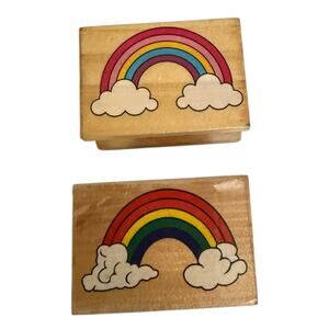 Unbranded Set Of 2 Rainbow With Clouds Rubber Stamps